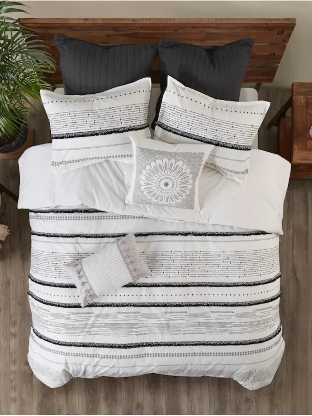 NEW Ink+Ivy Boho Black & White Duvet Cover Set - Modern Neutral Bedding